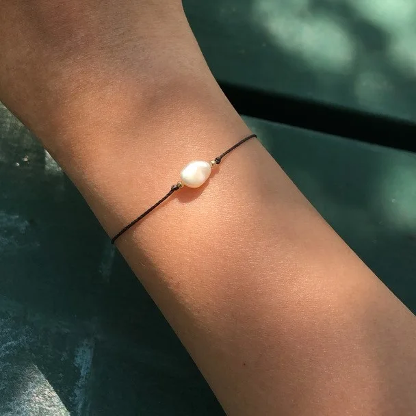 Handmade jewelry wholesale adjustable rope natural freshwater pearls bracelet