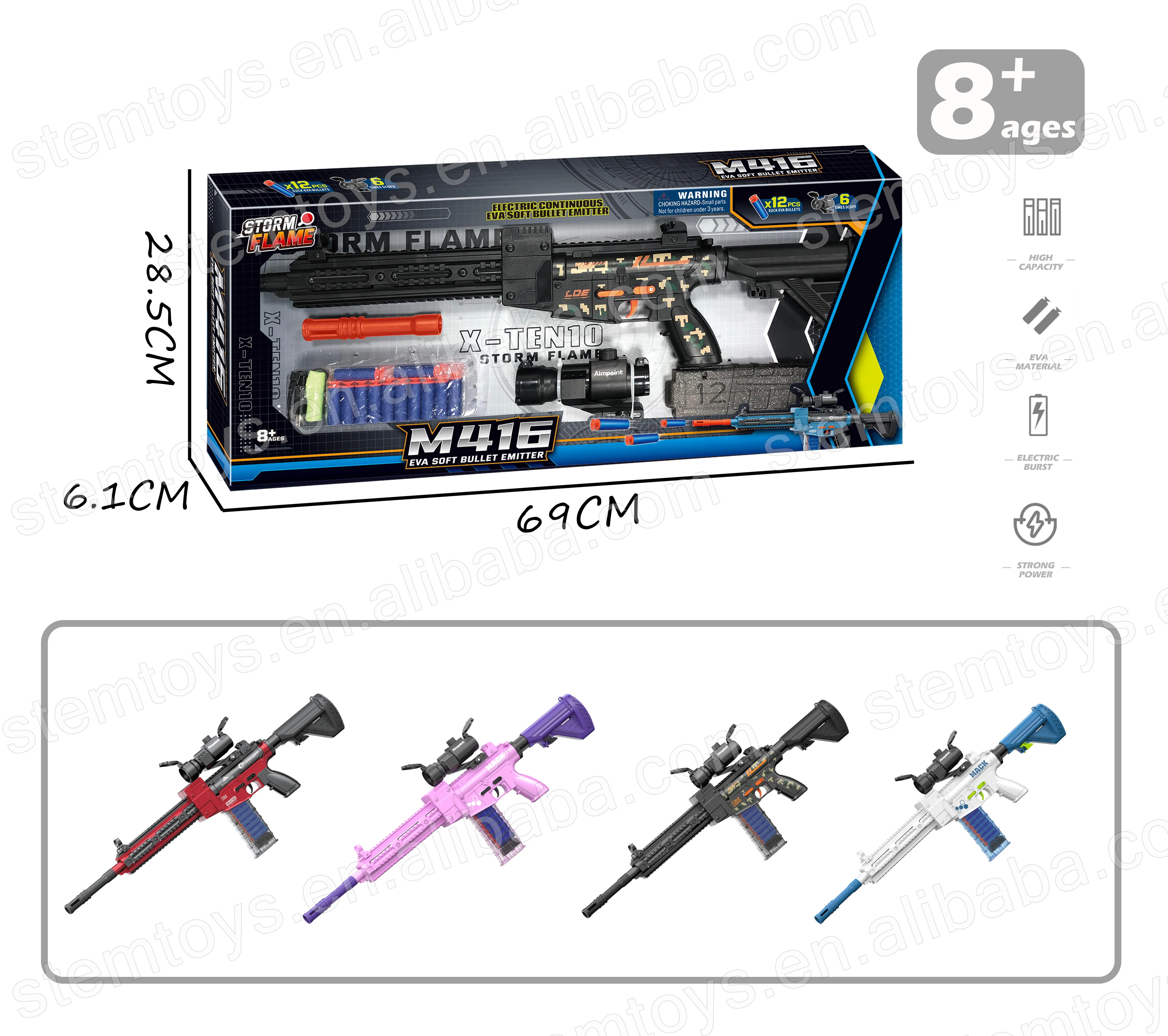 M416 Soft Bullets Auto shooting Gun Battery Operated Outdoor competition foam bullets blasting guns for kids/adults