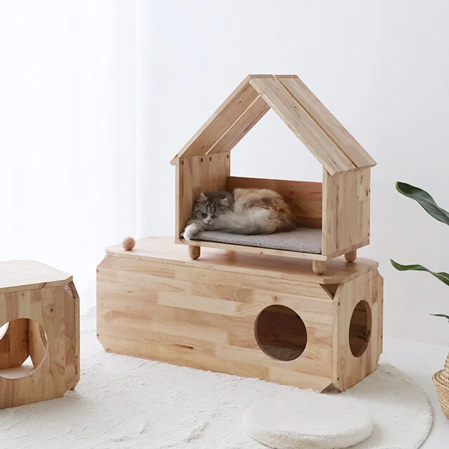 Wholesale manufacturer wooden house luxury pet home for cats dogs hot sale