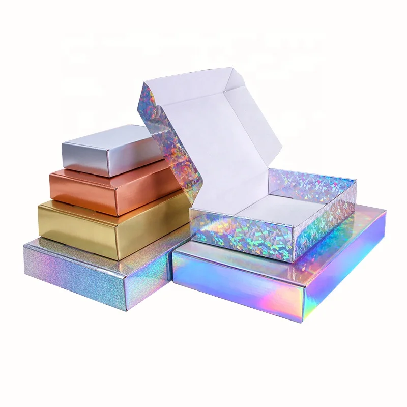 Custom Logo Printed Recycled Packaging Retail Laser Cardboard Paper box Holographic chocolate paper box online store