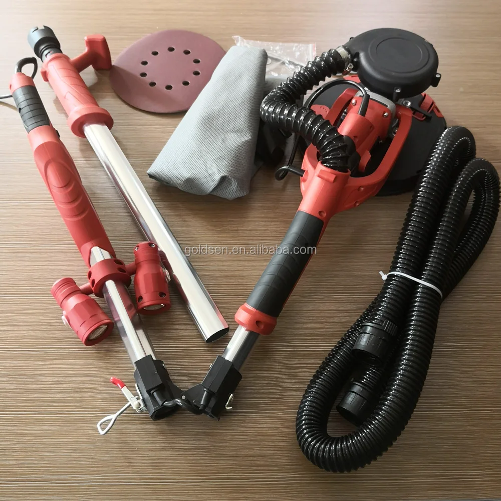 110v 220v 750w 225mm 9 Inch Portable Fold Long Handle Hand Pole Wall Sanding Drywall Sander Machine With Vacuum LED Light