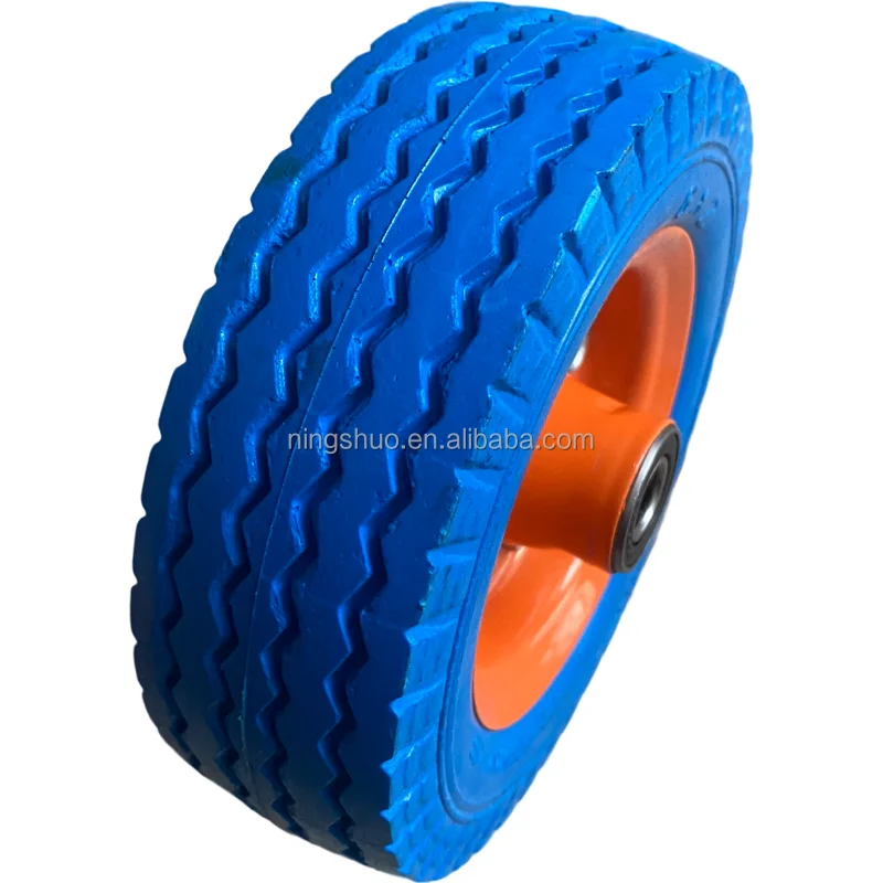 Manufacturer Solid non-inflatable 6x2 PU foam 6 inch Polyurethane silent wear flat free polyurethane Pu Foam tires 150mm wheels