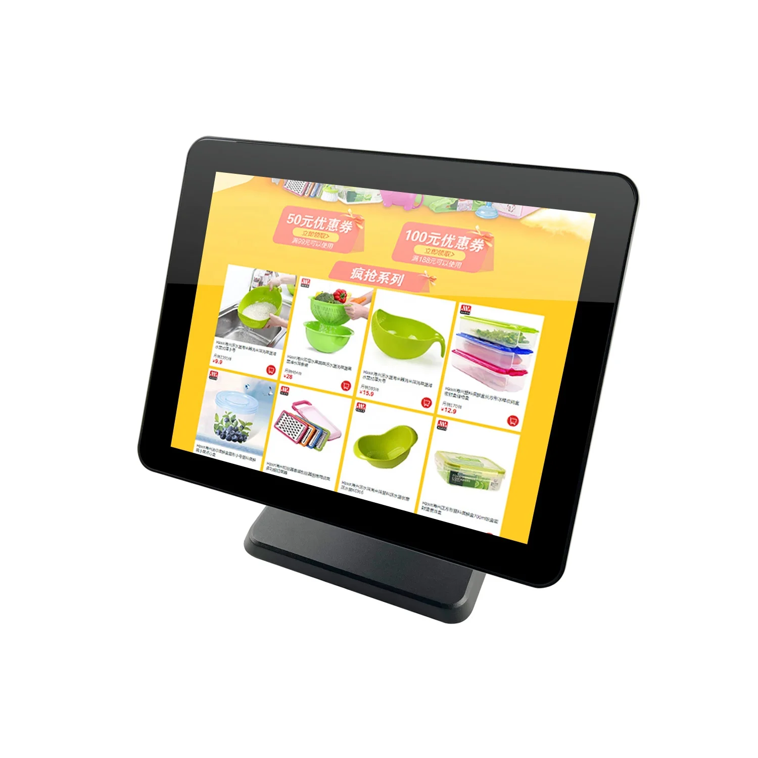 15 inch black aluminum alloy desktop stand resolution 1024 x768 capacitive pos system touch screen monitors