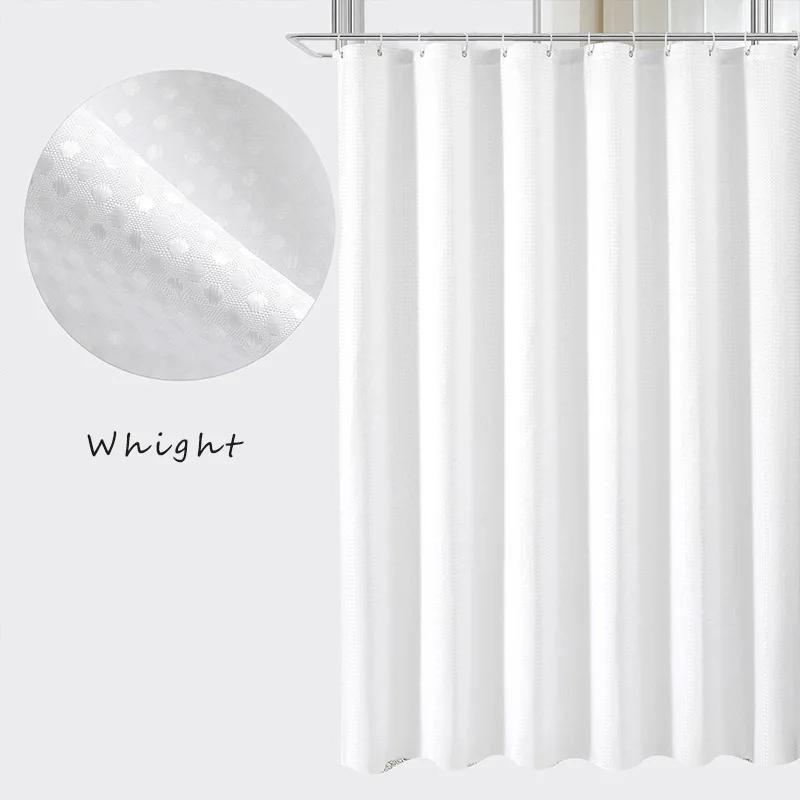 Wholesale Custom Solid Color Waffle Design Polyester Hotel Shower Curtains Modern Bathroom Waterproof with Rings