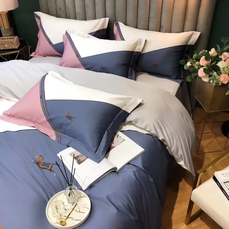 
D Luxury duvet cover wholesale Soft pink king size comforter sets bedding 