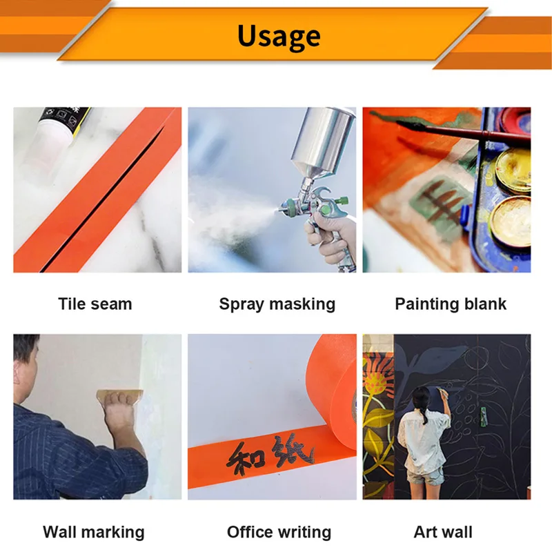YOUJIANG UV resistance 60 days car automotive painting 2 inch 30mm washi paper goldband orange painters writable masking tape