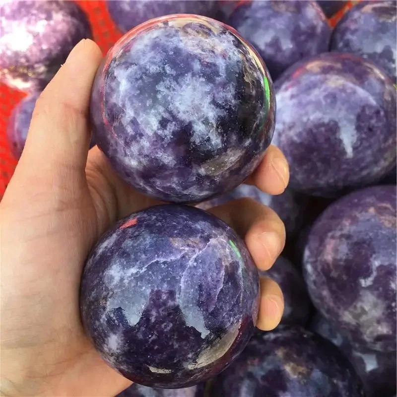 Factory Price Wholesale Healing Crystal Stone Natural Purple Mica Stone Lepidolite Spheres For Decoration