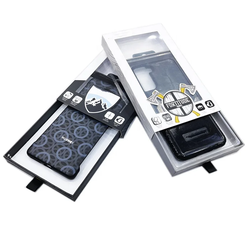 Hot Selling Custom Luxury Design Cell Phone Cardboard Packaging Gifts Boxes Phone Case Empty Drawer Paper Box With PVC Window.