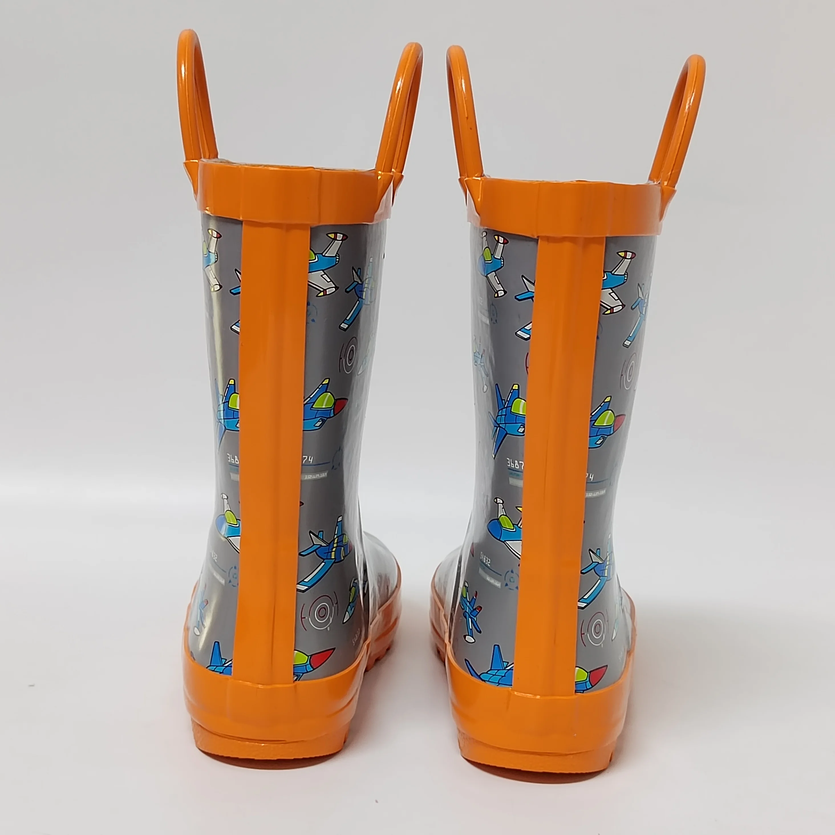 the most popular design airplane model printed color lining rubber wellies for children