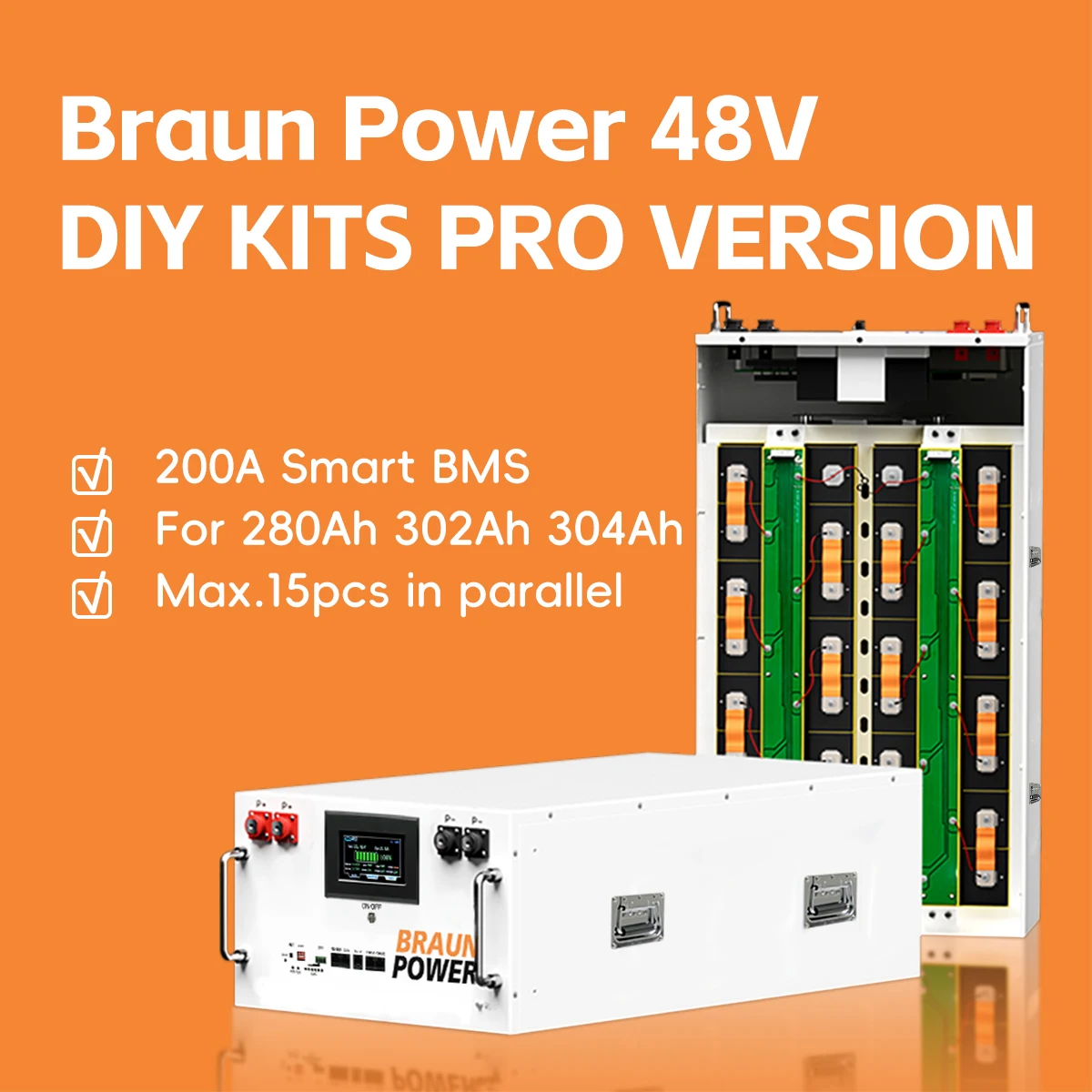 15kw 51.2v Lifepo4 Lithium Battery 280ah 300ah Battery Pack 12V 24V 48V 200Ah 280Ah Support JK 16s 200a Lifepo4 EU Stock