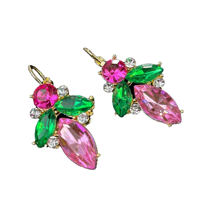 Creative Geometric Teardrop Earrings for Women, Alloy Electroplated&Rhinestone Ear Clips, High-class Ornaments Wholesale