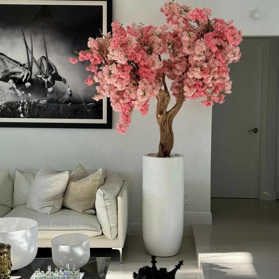 Tik Tok YouTube Instagram Latest Hot Sale Custom Made Pink White Artificial Cherry Blossom Tree For Home Indoor Decor