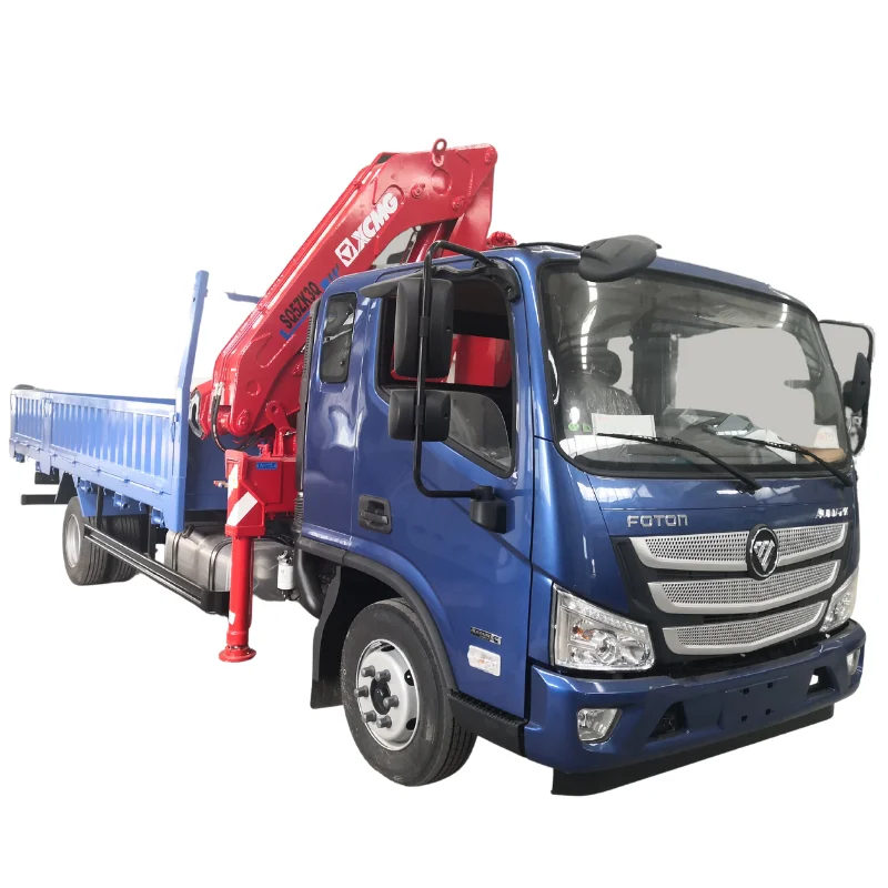 cheaper price China manufactured new 6 wheels cargo truck with crane FOTON AUMARK knuckle Boom Truck Mounted Crane price
