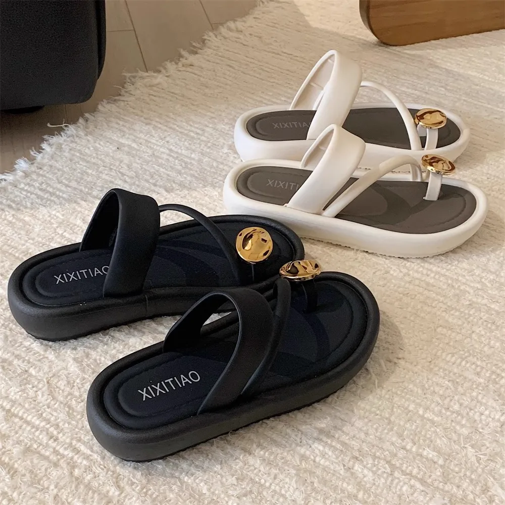 XIXITIAO quality fashion summer ladies beach flip flops pvc women 2024 fashion luxury flat sandals for girls flip flops slipper