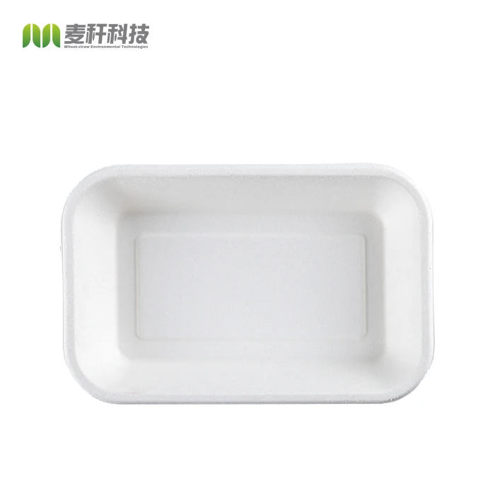 
24oz Eco-friendly Disposable compostable Sugarcane fiber Tray for fruit salad food packaging 