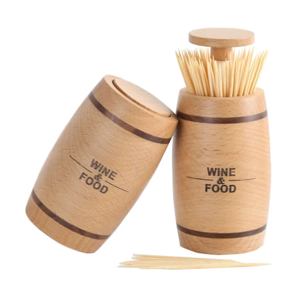 Automatic Wooden Toothpick Dispenser Promotional Gift Home Use Toothpick Container Durable Wooden Holder