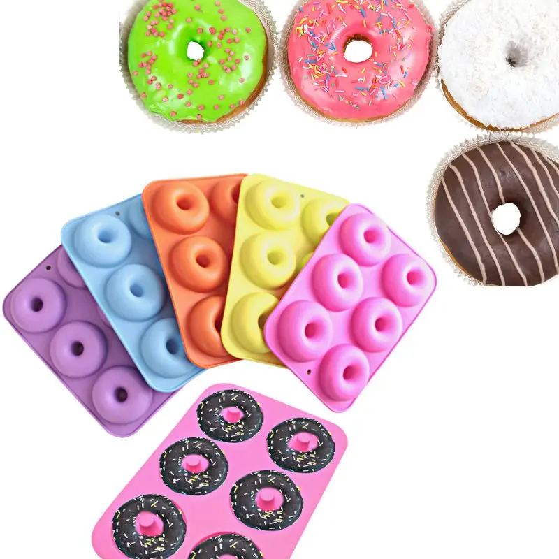 Homesun 6 Cavity Round Shape Doughnut Maker Pan Silicone Cake Chocolate Donut Tray Baking Dessert Mold for Baking Tool