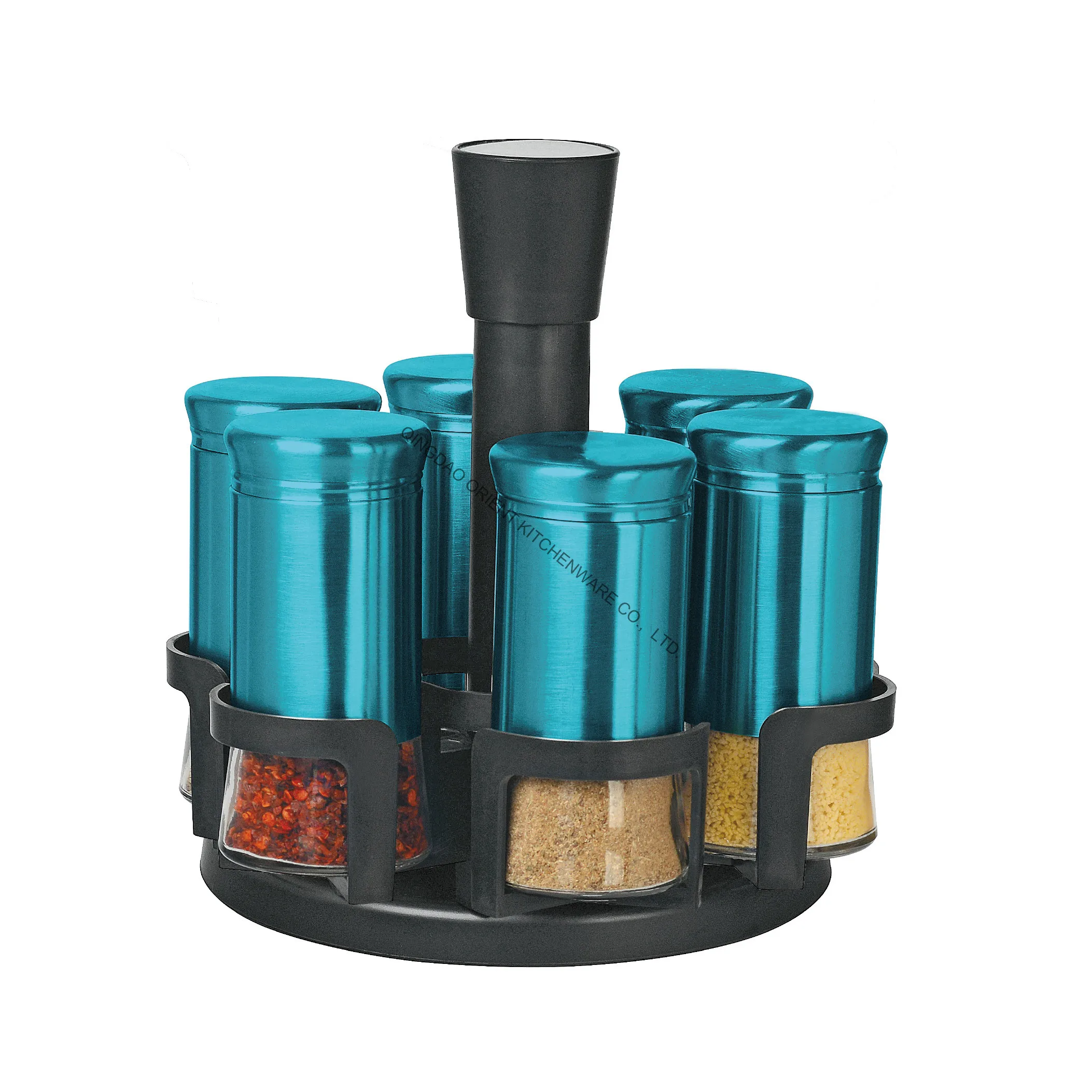 12Pcs Spice Jar Stainless Steel Box Spice Shaker With 2 Tier Rack Rotating Organizer