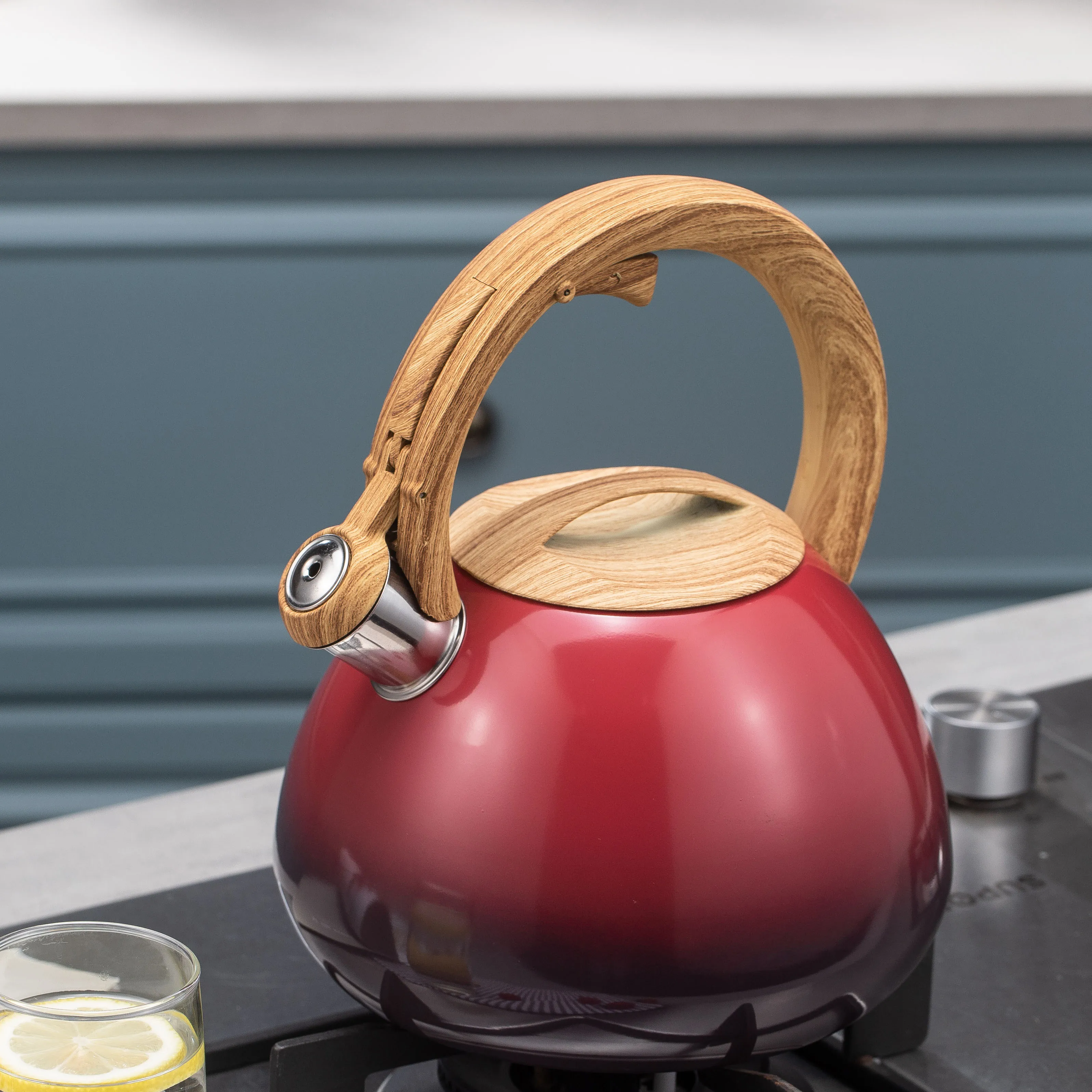 Домашний чайник для воды л, кухонный чайник с градиентным покрытием, чайники из нержавеющей стали со свистком