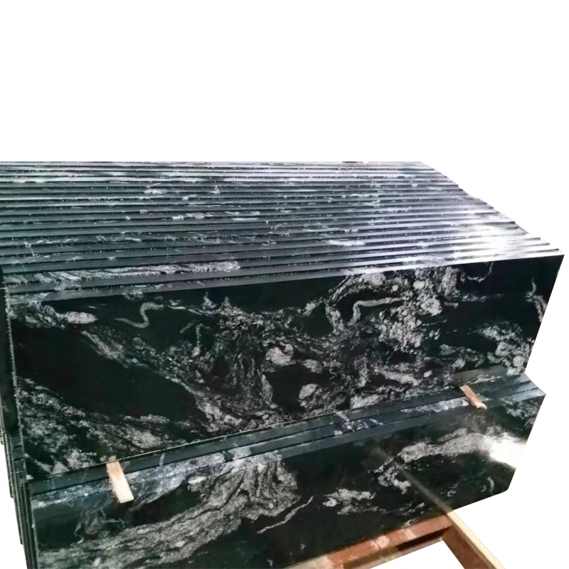 Polished Fantasy Nero Granite Black Granite with White Veins Stone Stairs Steps