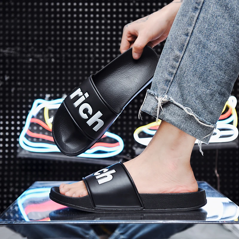 2022 Men Rich Funny Home Slippers Comfy Beach House Hotel Guest PVC Slide Slippers