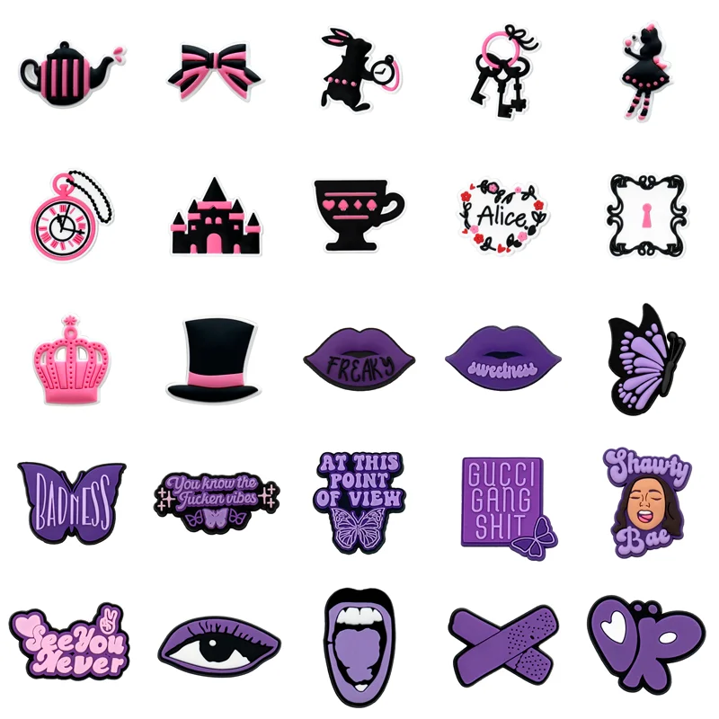 HYB flower crystals purple cat candy fashion Eco-friendly anime Shoe Charms for shoe decorations shoe charms