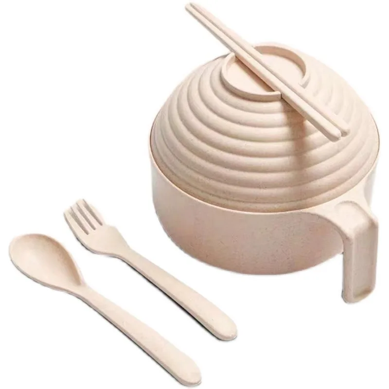 Instant noodle bowl wheat straw with lid student lunch box bento box dormitory household