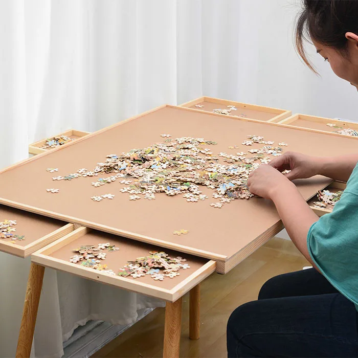 Matching Board Puzzle Solar System Black Board Jigsaw Puzzle Puzzle Board Wooden with 6 Drawers