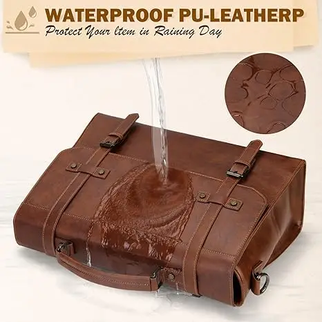 Custom Durable Waterproof Vintage Laptop Briefcase Large Shoulder Crossbody Bag Leather Messenger Bag for Office Business Travel