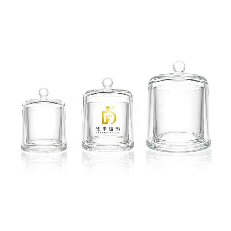 Good Quality Dome Candle Jars Container With Covers Empty Bell Shape Glass Candle Jars With Lids