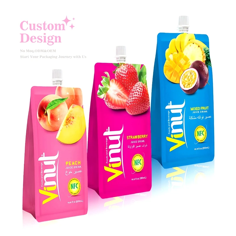 Sourcepack High Quality Custom Printed Stand Up Spout Pouch Eco Friendly Flexible Liquid Packs Drink Package