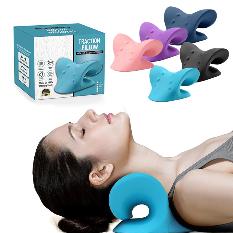 Pain relief neck stretcher chiropractic pillow cervical vertebra tractor neck shoulder relaxer