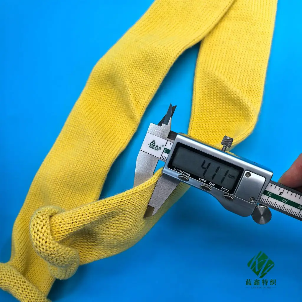 Diameter 60mm High Temperature Resistant Aramid Kevlar Fiber Sleeve High Strength Aramid Knitting Sleeve Anti Cut Heat Resistant