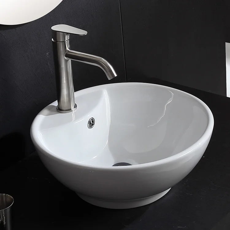 Accept Custom White Sinks Round Sink Factory Wholesale Bathroom Lavabo Washhand Basin For Hotel With Tap Hole