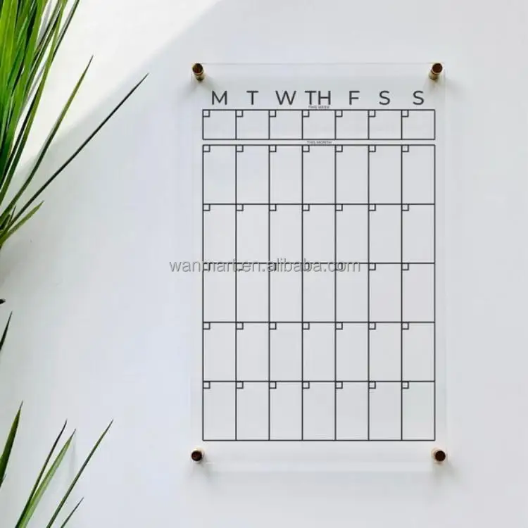 Factory custom dry erase calendar with clear acrylic stand calendar wall dry erase mounted planner