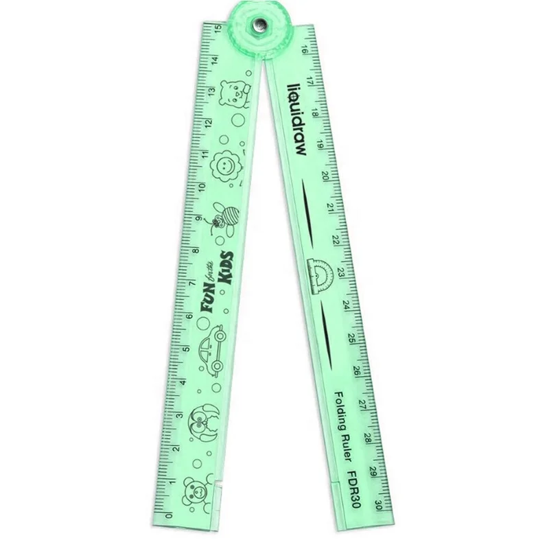 Promotional Folding 30cm Plastic Ruler with Protractor