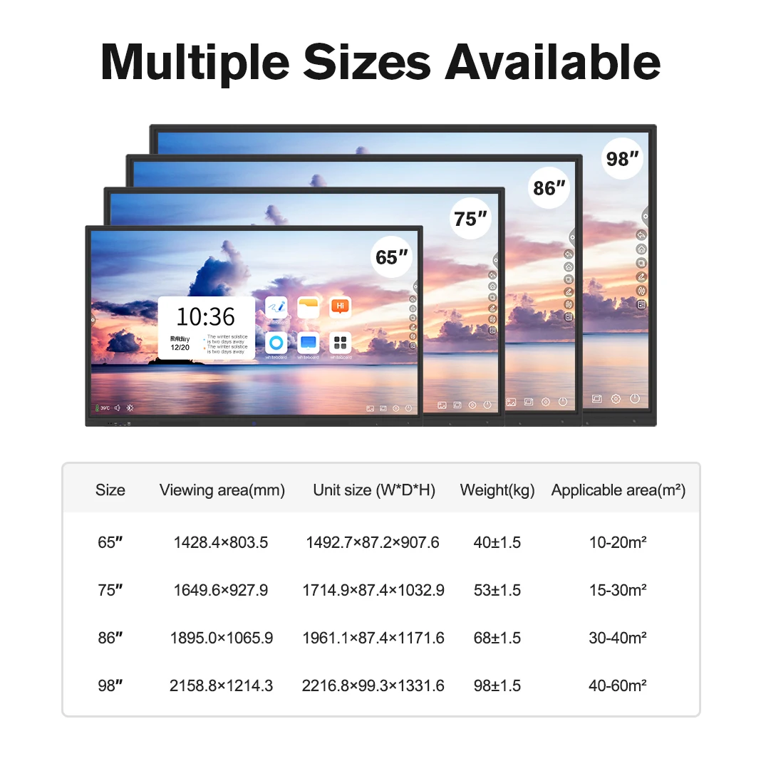 LCD Display Touch Screen Whiteboard Smart Board Tv Stand 65inch Factory Supply 65 75 86 Inch 65 Inch Oled Tv Black and Silver