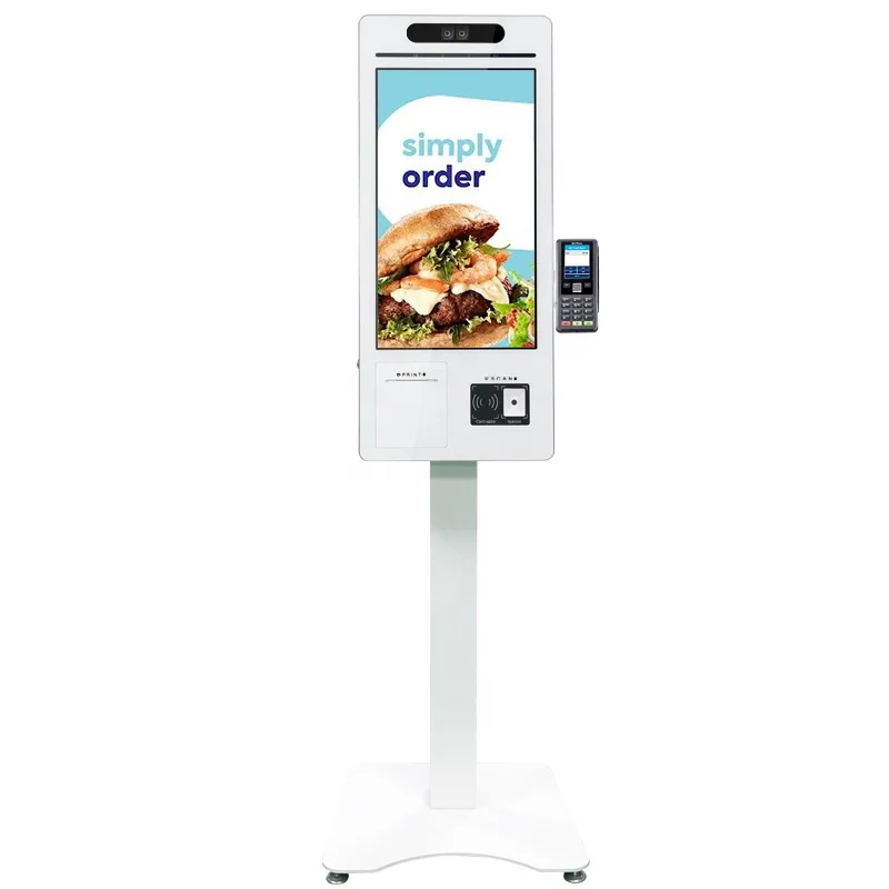 Touch Screen POS Thermal Printer Fast Food Ordering Self Service Payment Kiosk For Restaurant/Store/Park Lot