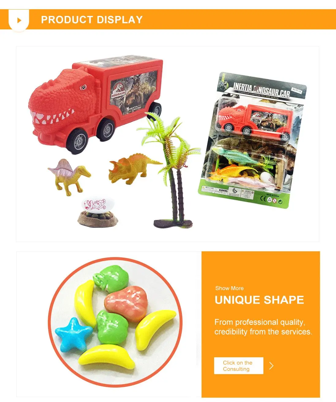 New Arrivals Sucker Dinosaur Car Candy Toy Plastic Cartoon Models Friction Dinosaur Play Set with Candy