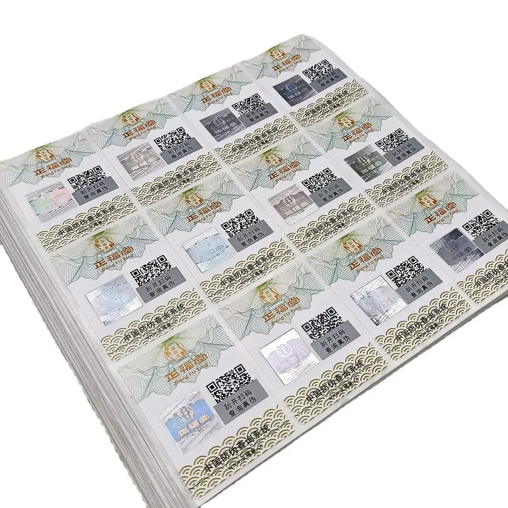 Yiko Scratch Off QR Code Security Sticker Label with Anti-Fake Holographic Stamping Custom Printing Authenticity