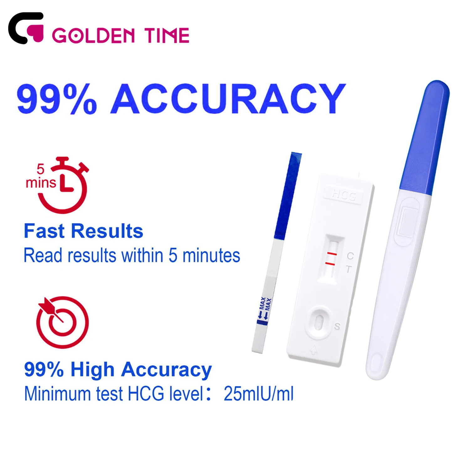 HCG Early Detection Device Brand Disposable Colloidal Gold Urine Rapid Hcg Pregnancy Test Strip Paper Card Cassette Stick Kit