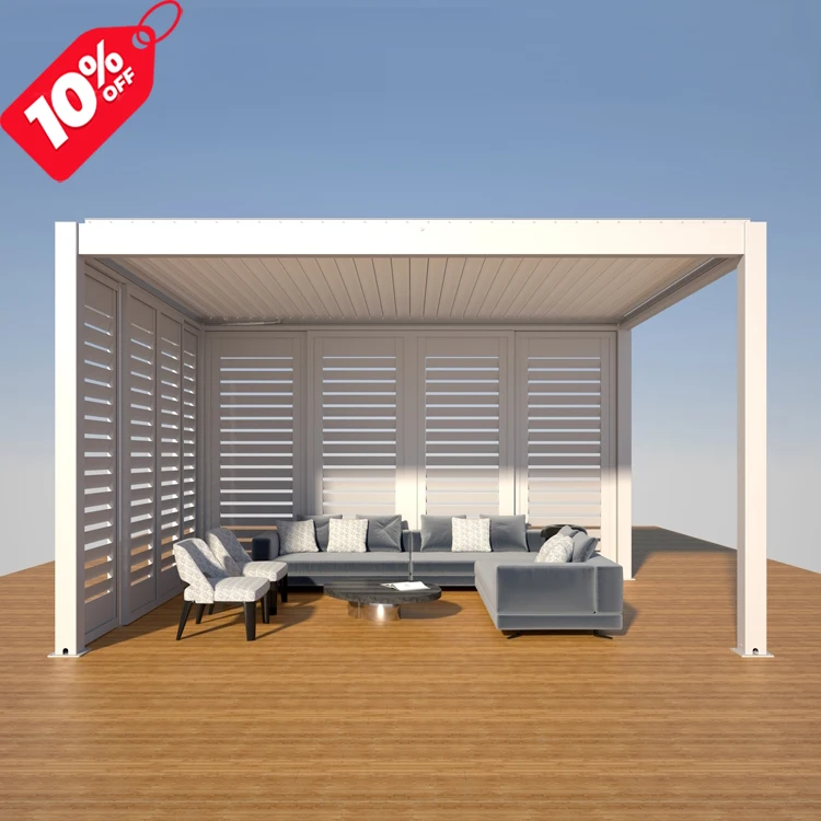 Customizable Size Electric Aluminum Retractable Pergola Aluminium Outdoor Waterproof Retractable Folding Roof Pergola