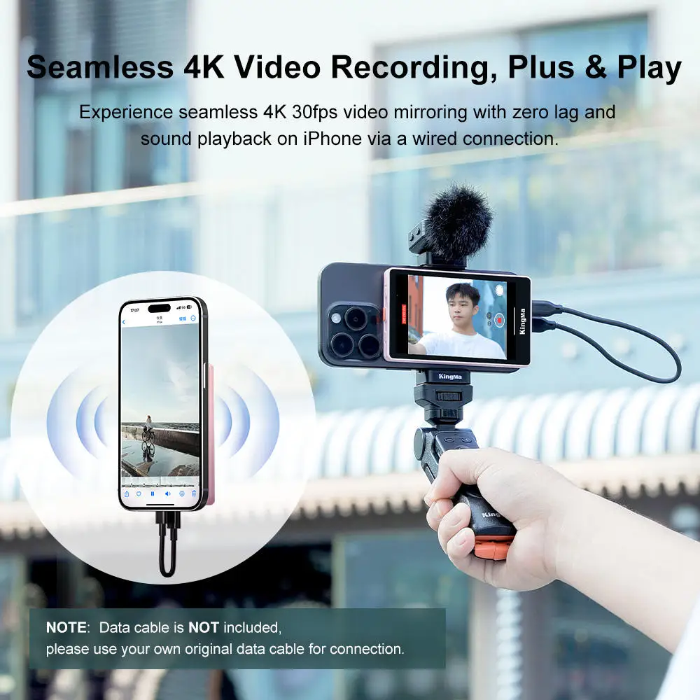 Upgraded Phone Vlogging monitor 4K 30fps video casting built-in Bluetooth remote Magnetic Rear Camera selfie monitor screen