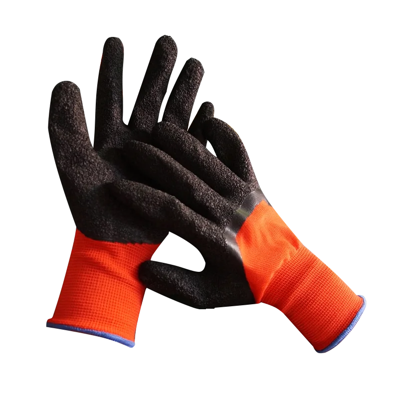 Heavy Duty Safety Hand Latex Construction Work Gloves wrinkle latex palm coated safety gloves cotton knitted rubber  gloves