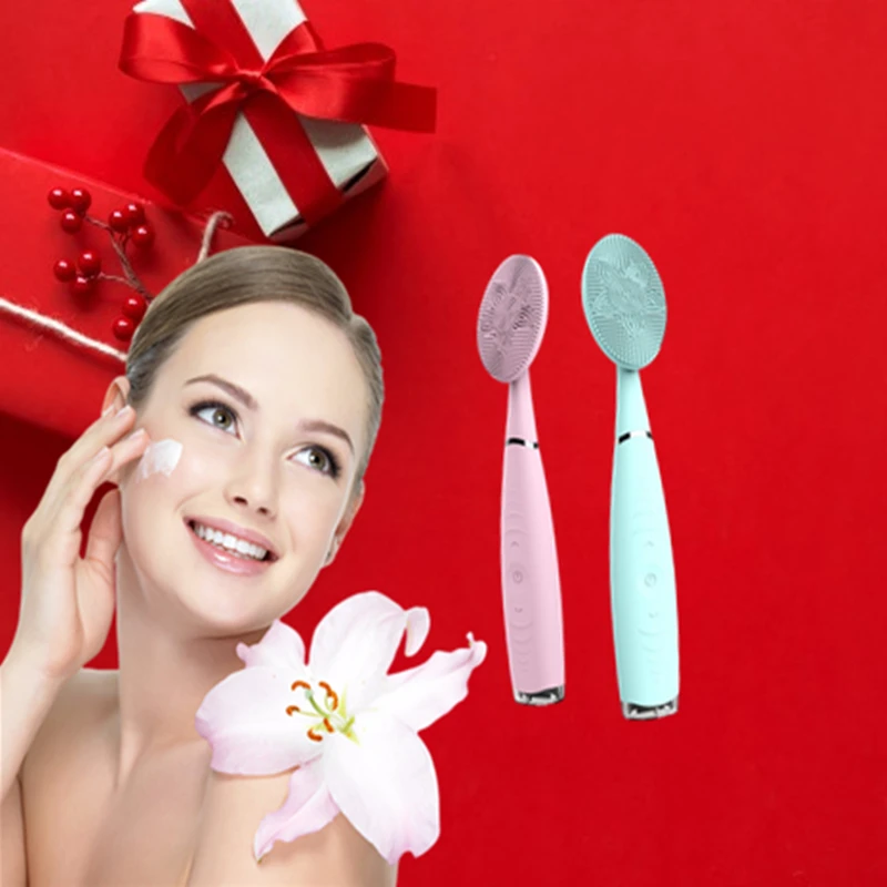 Silicone Face Eye Facial Beauty Roller Massager Waterproof Facial Cleansing Brush Electric Mini Silicone Face Cleaning Brush