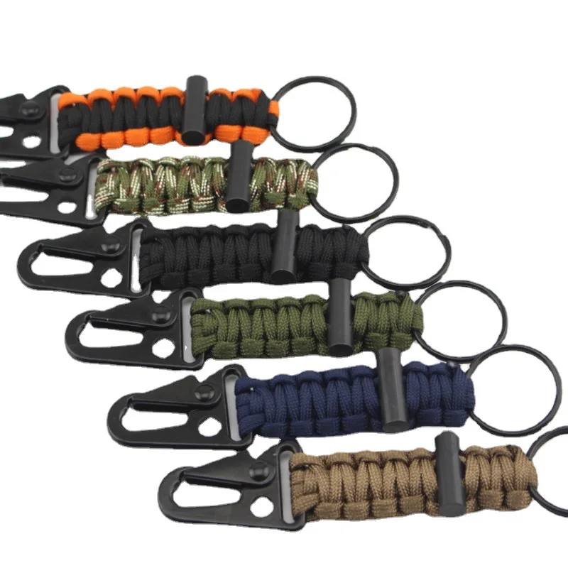 Supply Grade Utility Eagle Hooks Fire Starter Keyring Parachute Rope Survival Keychain