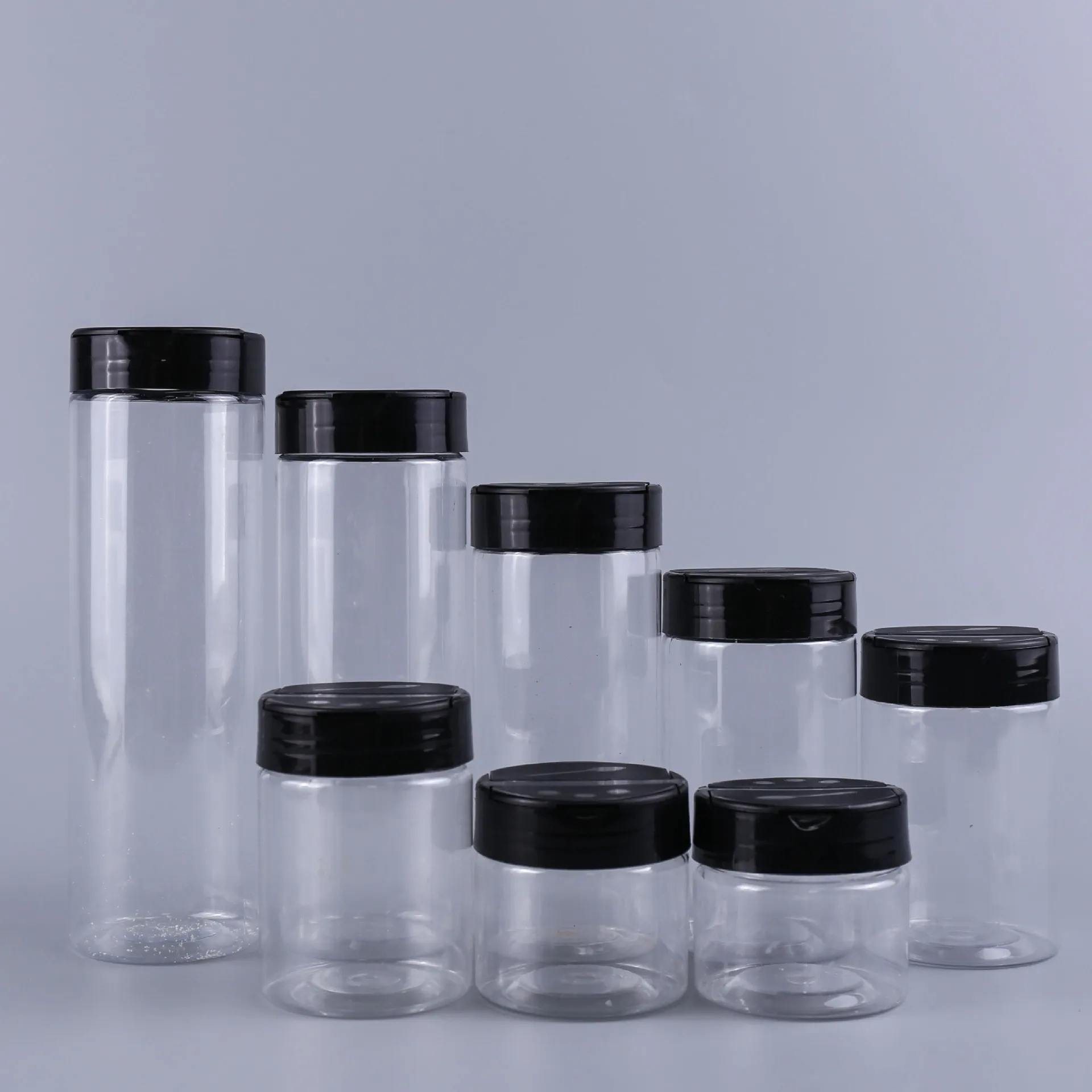 PET Plastic Spice Jars Seasoning Bottle Empty Spices Packaging Bottle With Shaker Lid Flip Top Lid