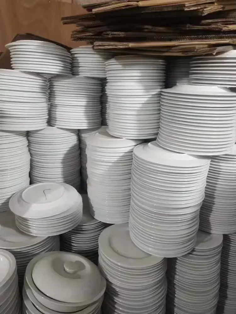 Factory Wholesales Stock White Porcelain Plate And Bowl Tableware Plates Restaurant Ceramic Sell By Ton