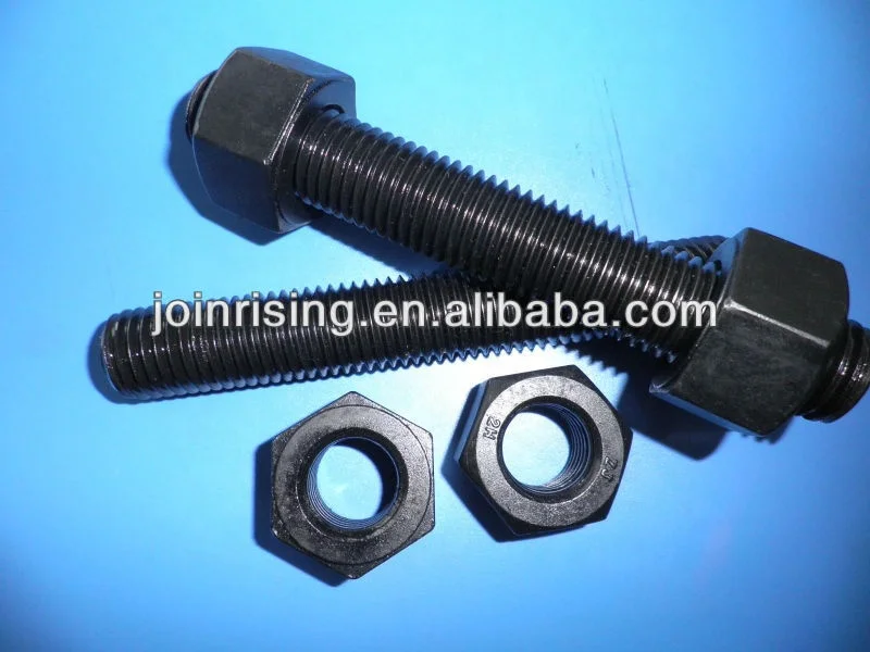 ASTM A193 B7 threaded rods with 2H hex nuts black finish high quality Made in China