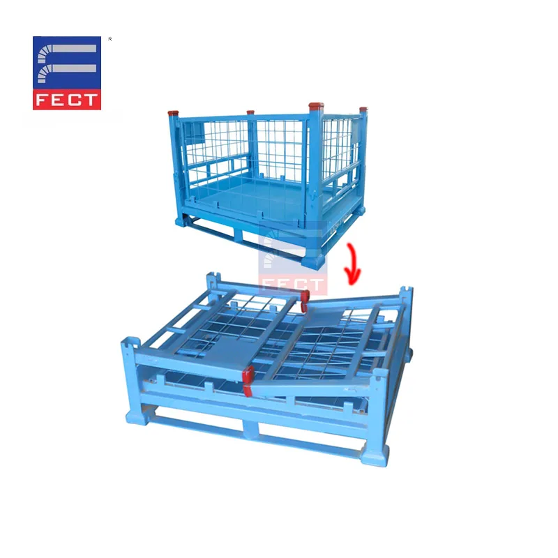 Warehouse Light Duty Foldable Metal Cage Container Food Industry Flat Pallet metal stackable pallet